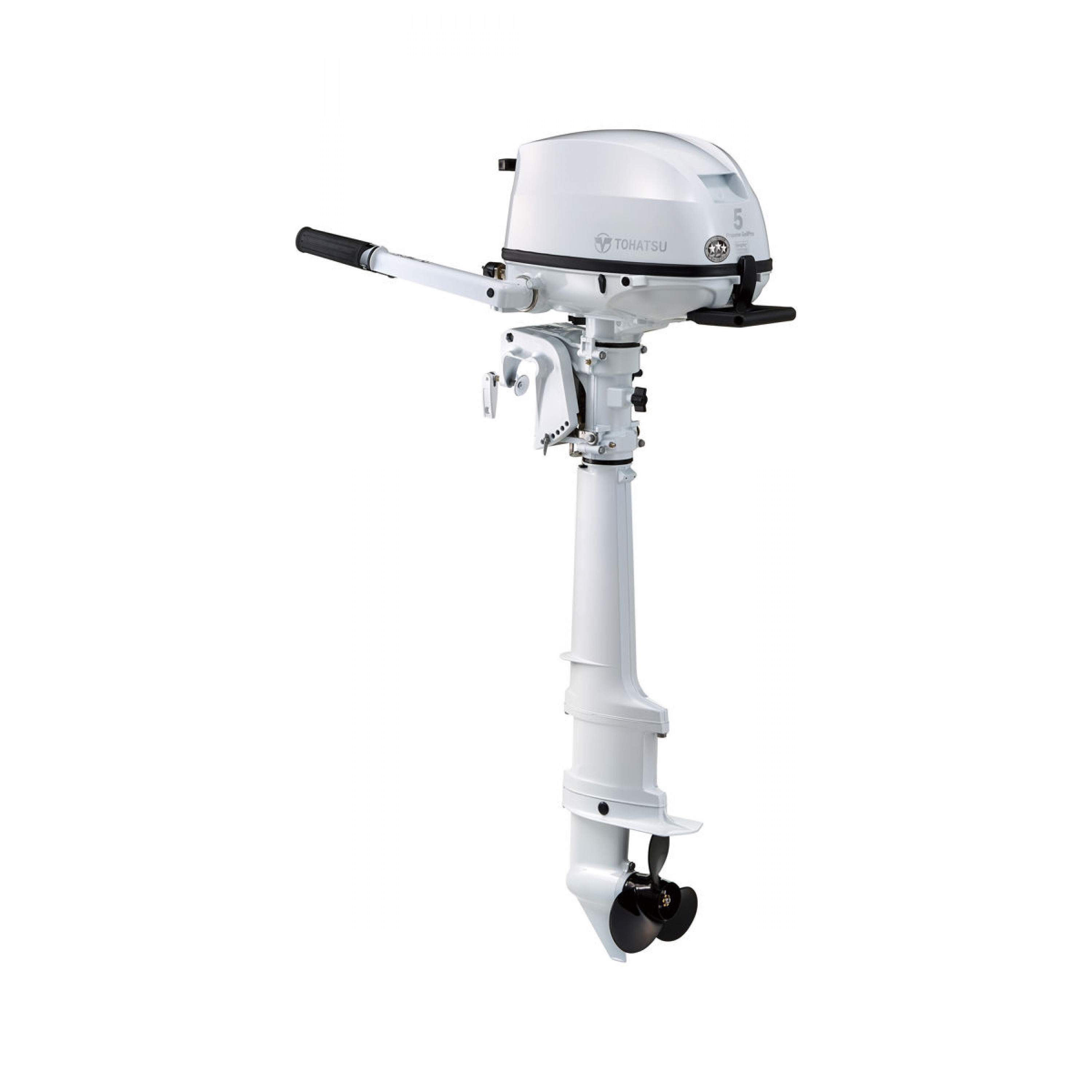 5 HP, TOHATSU OUTBOARD, MFS5DLPGSPROL (White)  (includes LPG tank), WHITE, CARB, 20, TILLER, LPG TANK INC, MANUAL START, 12v CHARGE