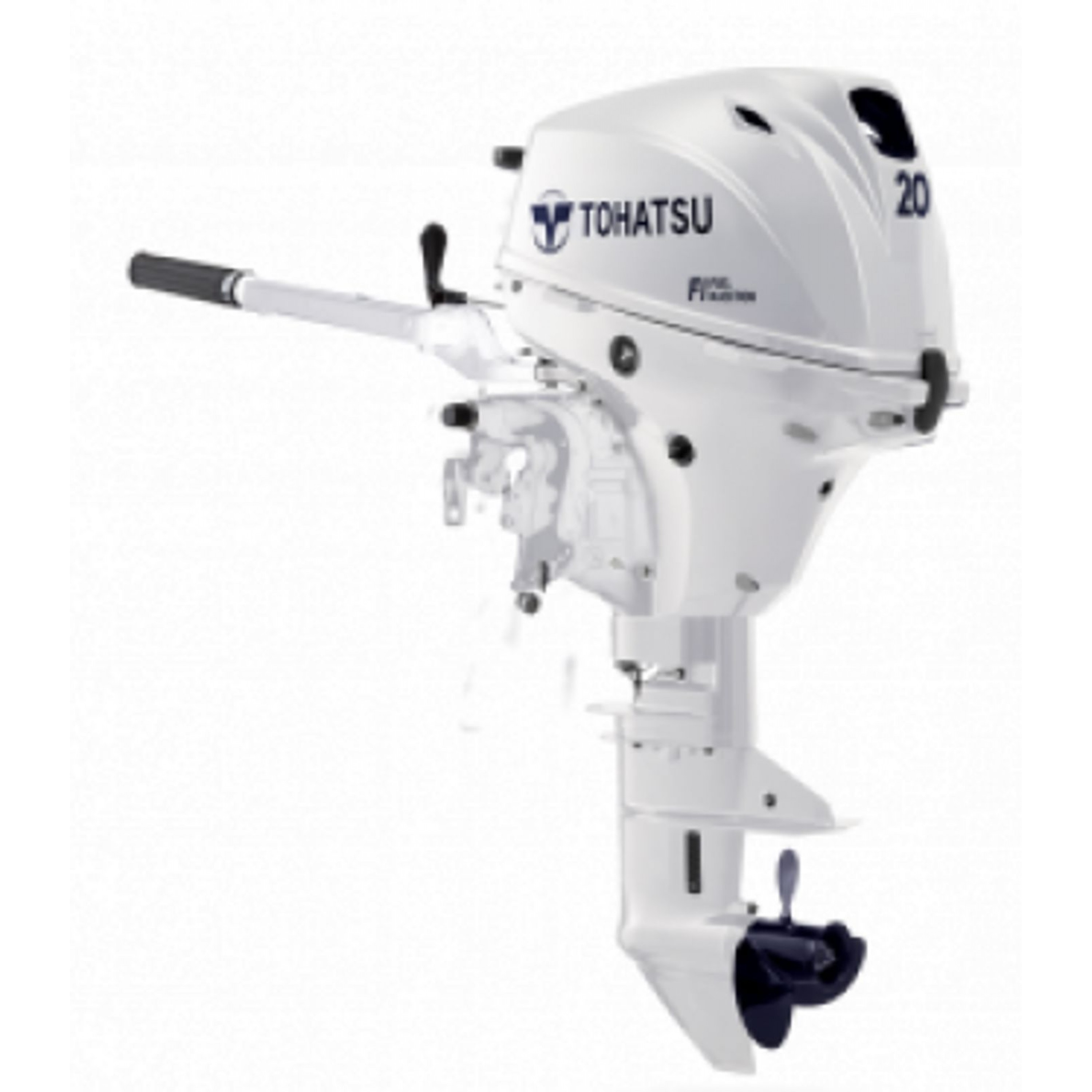 20 HP, TOHATSU OUTBOARD, MFS20EWS (White)  NEW, WHITE, EFI, 15, TILLER, FUEL TANK, MANUAL START