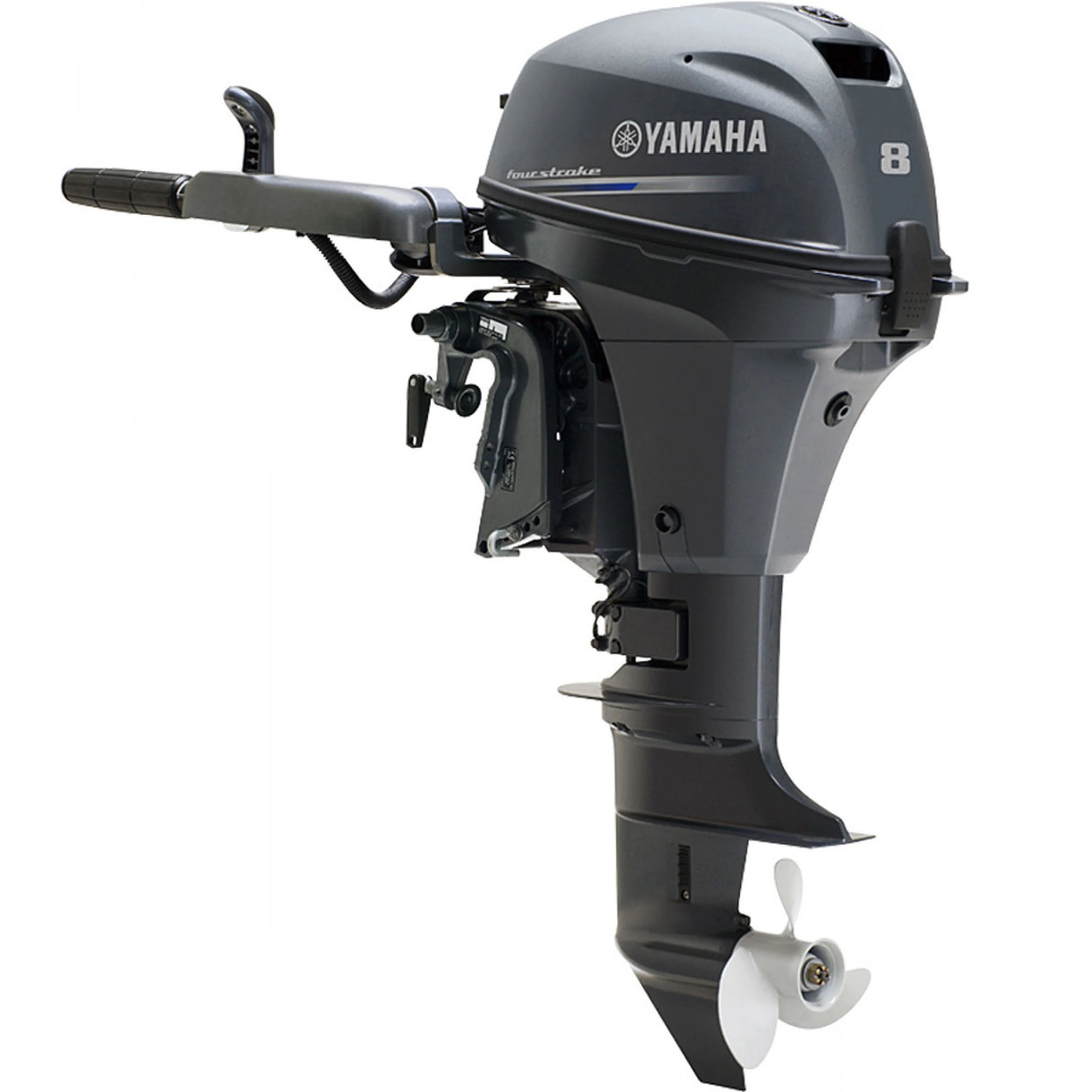 8 HP, YAMAHA OUTBOARD, F8SMHB, GREY, CARB, 15IN, TILLER, NO TANK, MANUAL START, ALUM PROP 8 HP, YAMAHA OUTBOARD, F8SMHB, GREY, CARB, 15IN, TILLER, NO TANK, MANUAL START, ALUM PROP