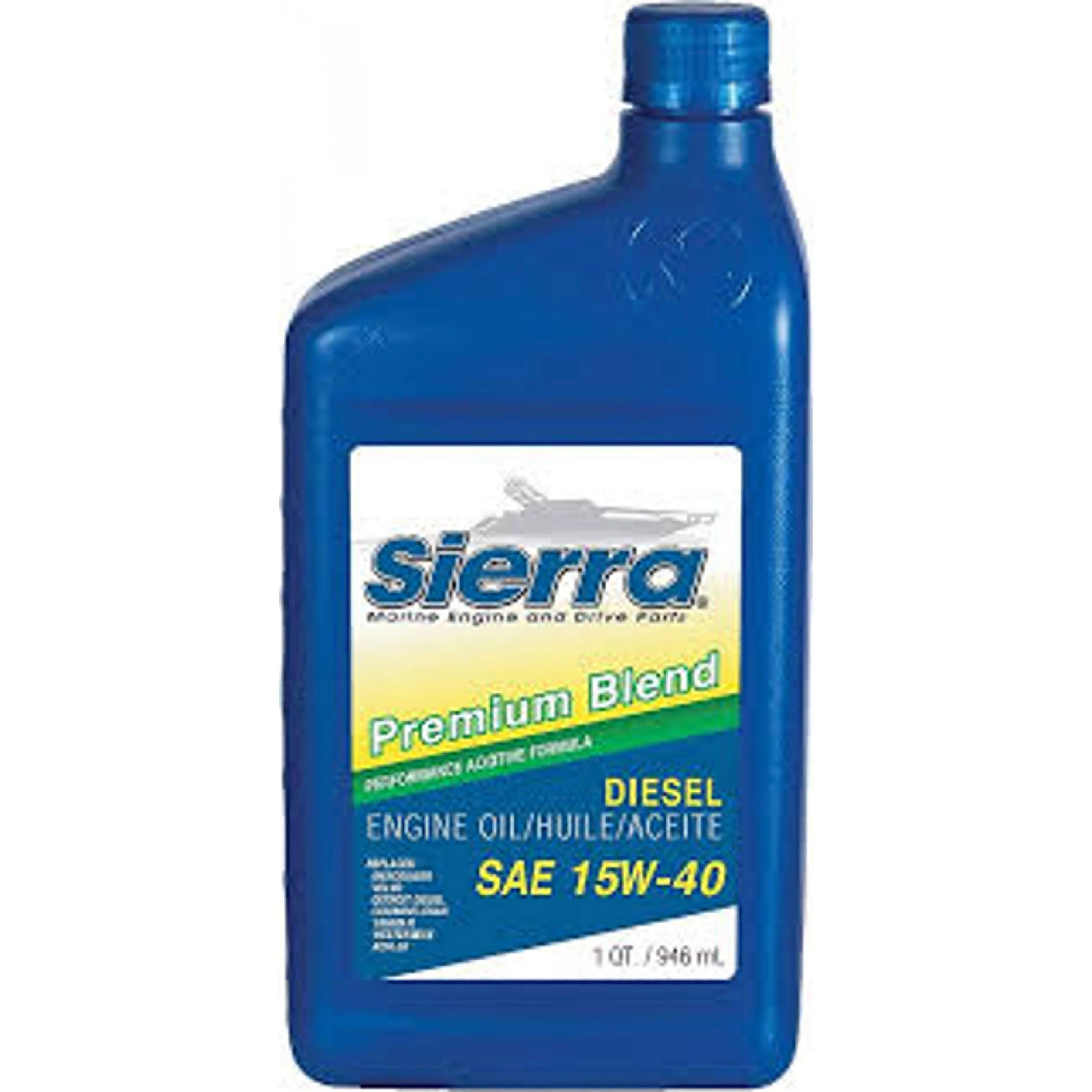 SIERRA .946 LITRE 15W40 DIESEL MARINE OIL RATED FOR VOLVO CUMMINS YANMAR