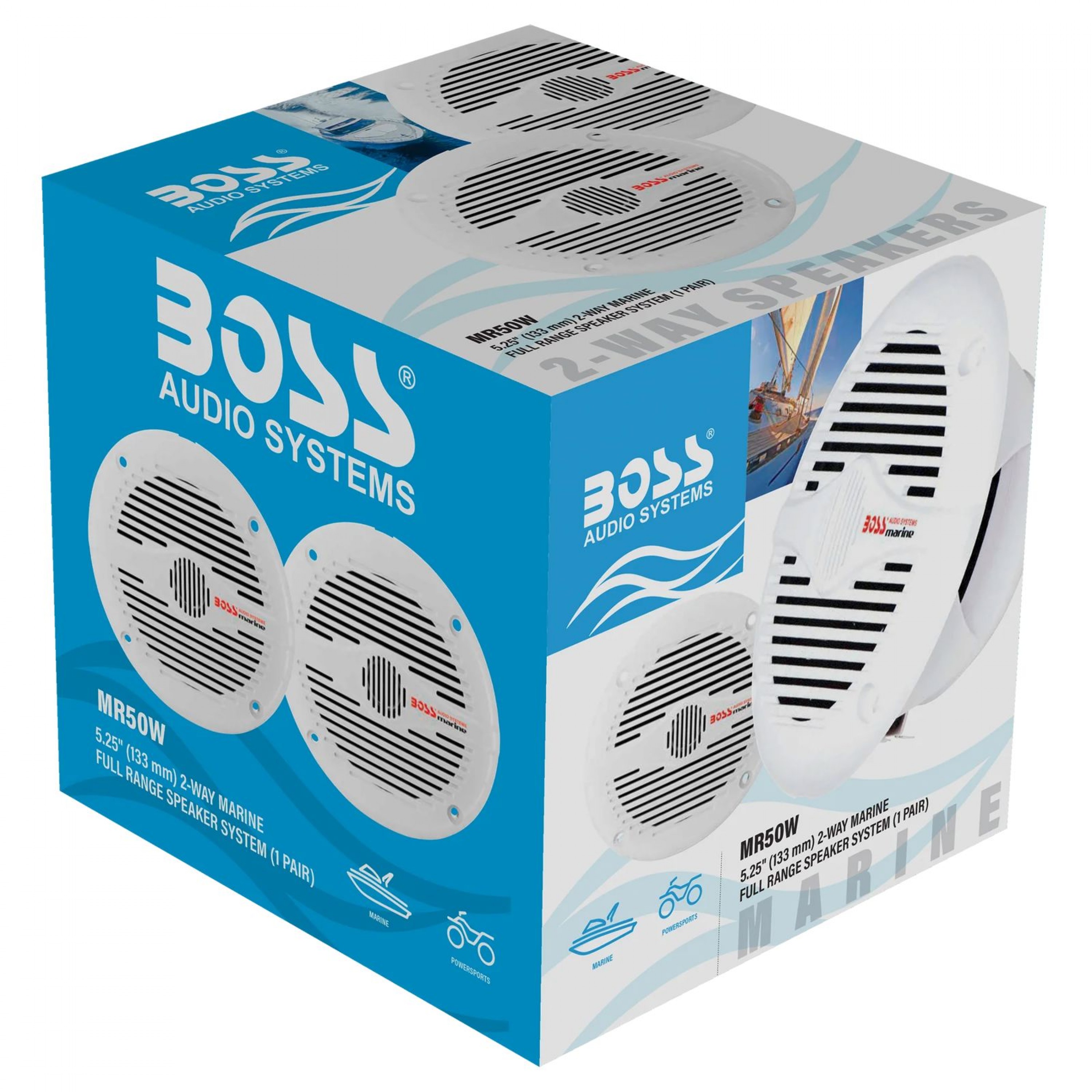 BOSS SPEAKERS MR50W WHITE PAIR COAX 5.25in
