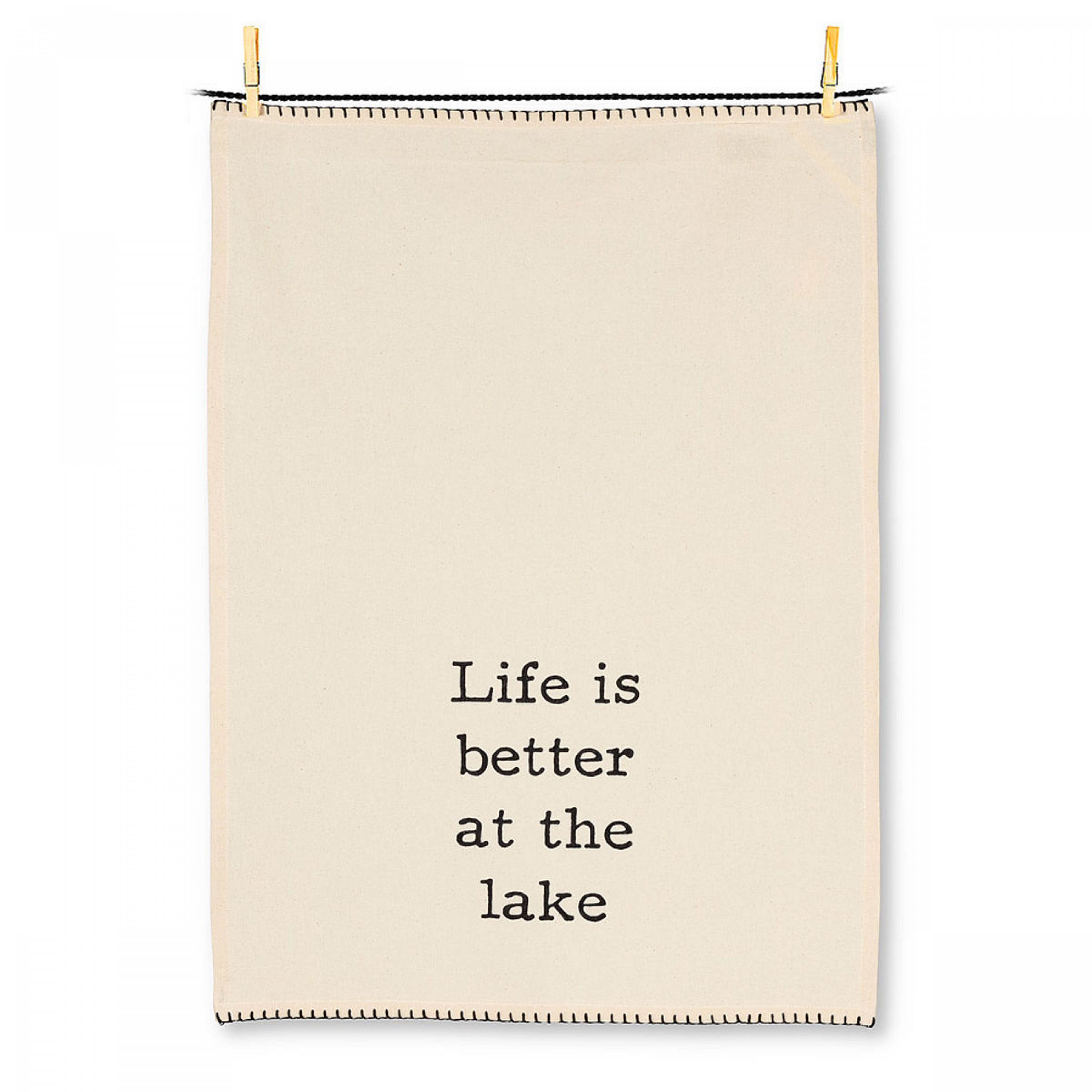 LIFE IS BETTER AT THE LAKE TEA TOWEL BEIGE/BLACK