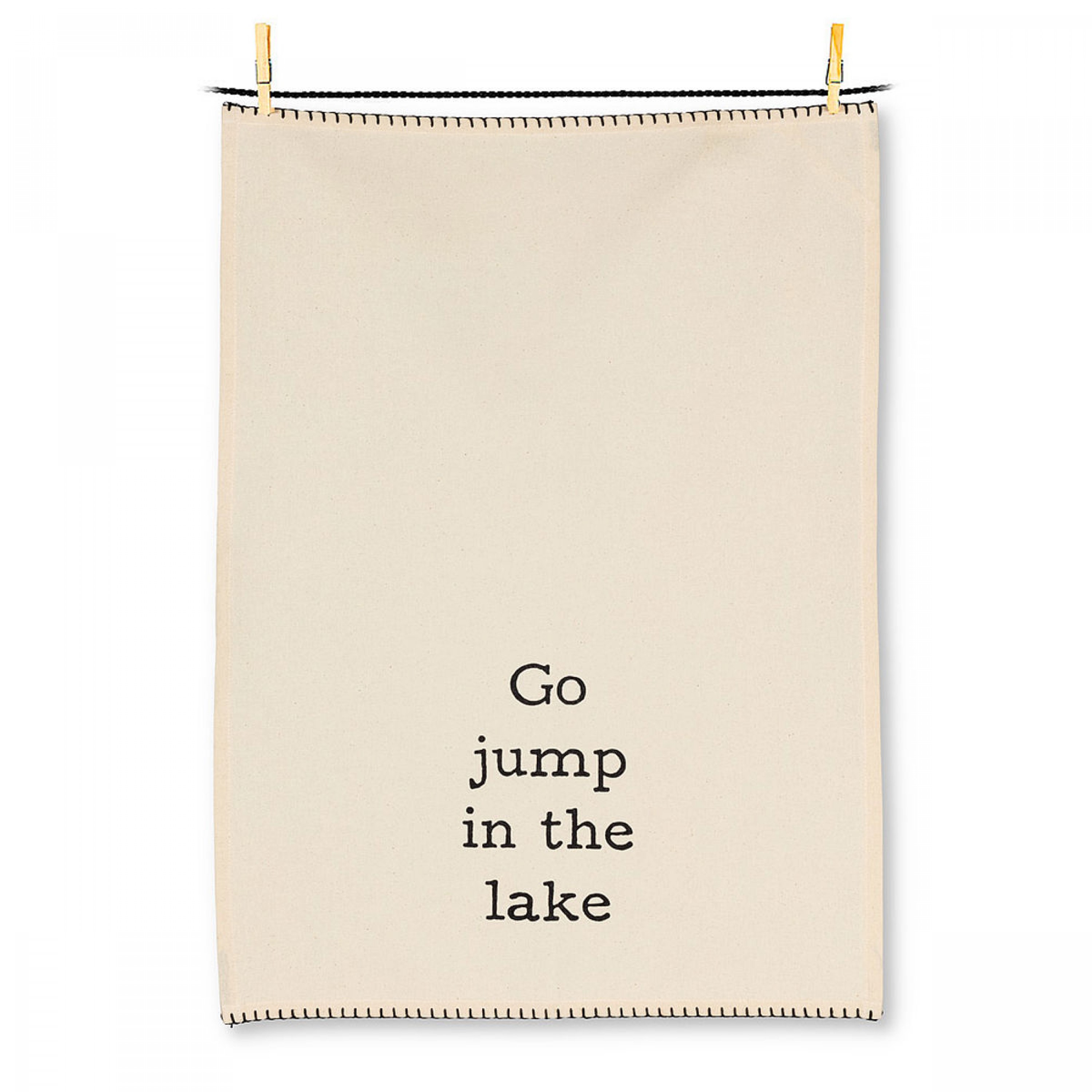 GO JUMP IN THE LAKE TEA TOWEL BEIGE/BLACK