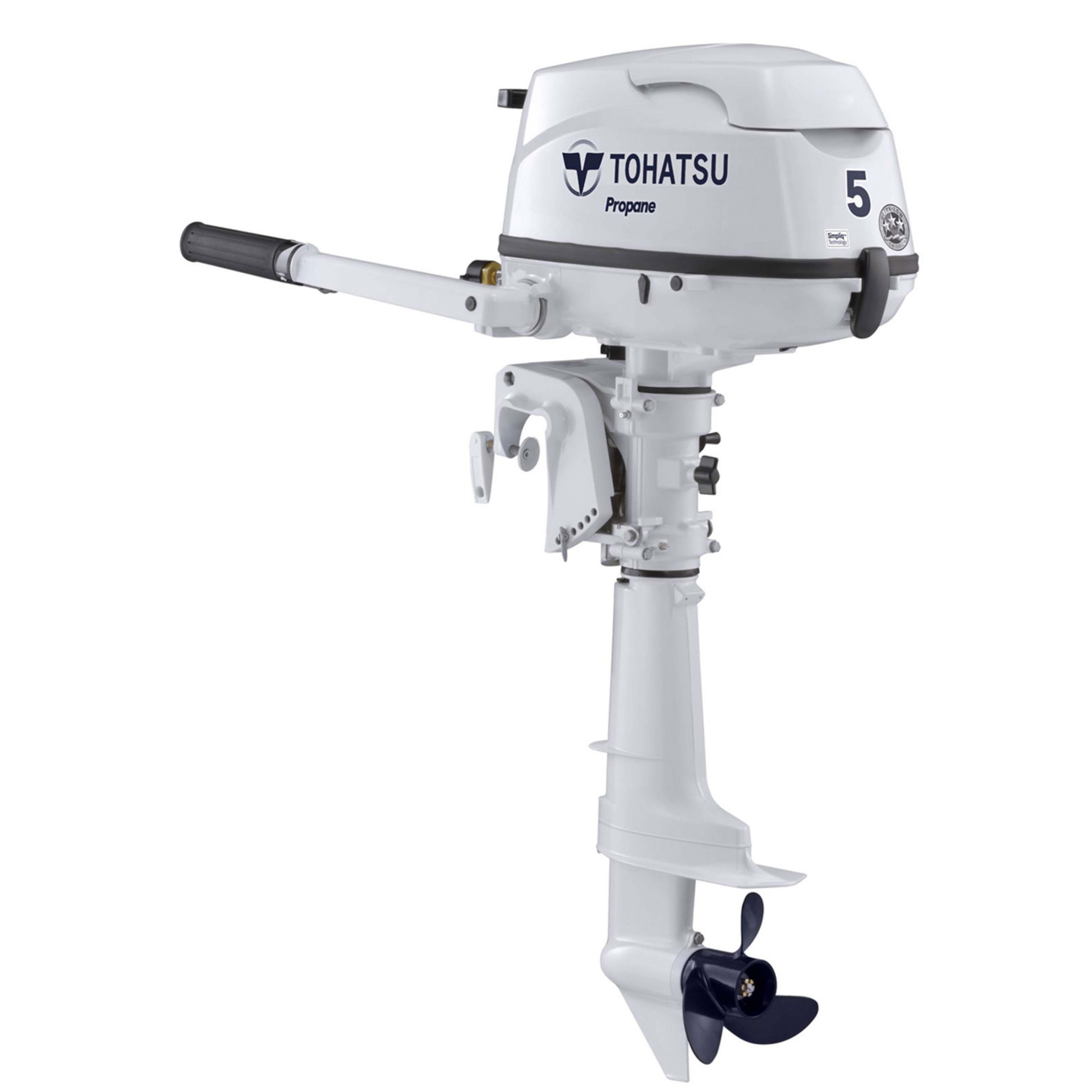 5 HP TOHATSU PROPANE OUTBOARD, 25IN SHAFT - SAIL PRO. W/HOSE, 12V CHARGE, NON-CURRENT 5 HP TOHATSU PROPANE OUTBOARD, 25IN SHAFT - SAIL PRO. W/HOSE, 12V CHARGE, NON-CURRENT