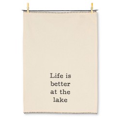LIFE IS BETTER AT THE LAKE TEA TOWEL BEIGE/BLACK