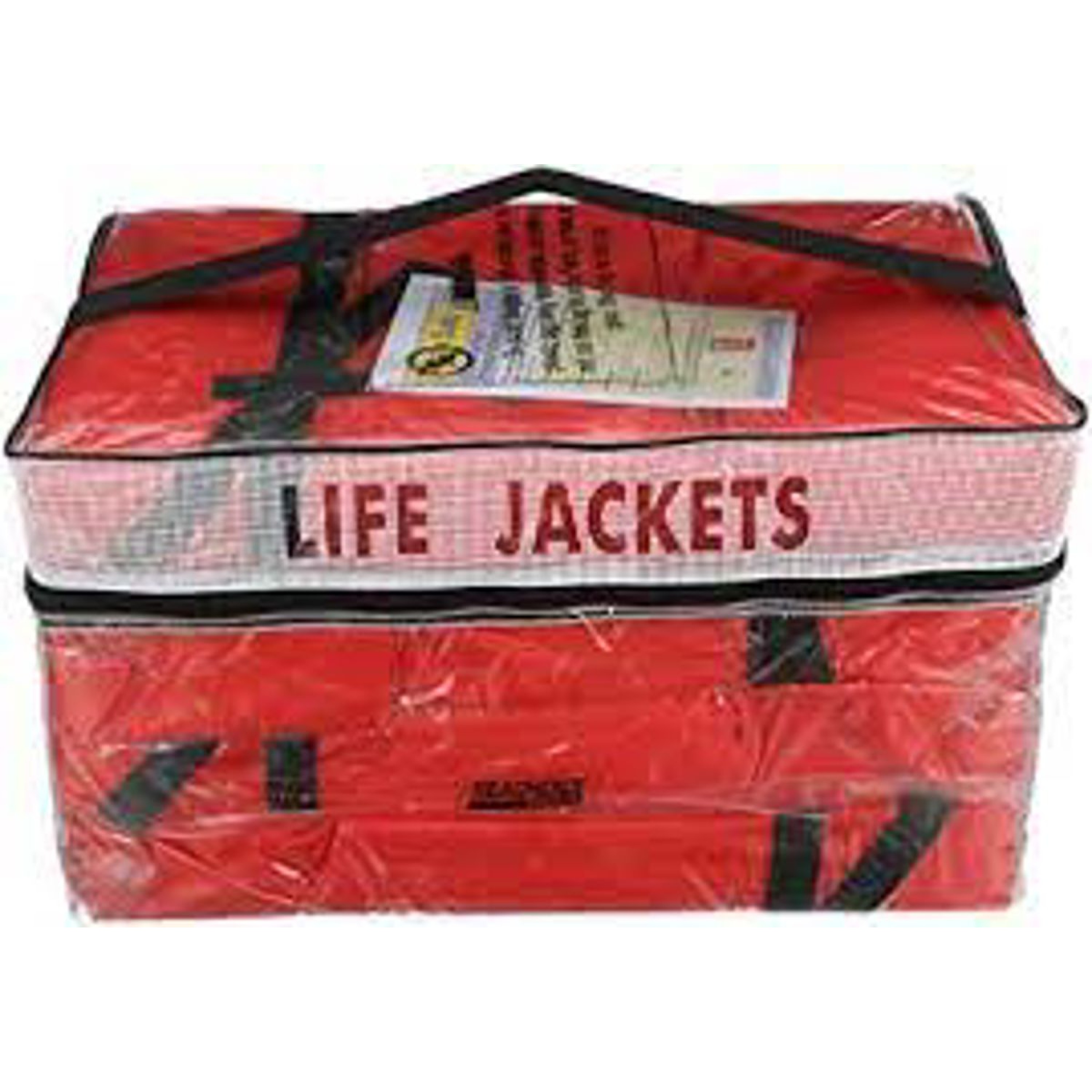 ADULT KEYHOLE LIFEVEST 4 PLUS BAG RED VEST/CLEAR BAG