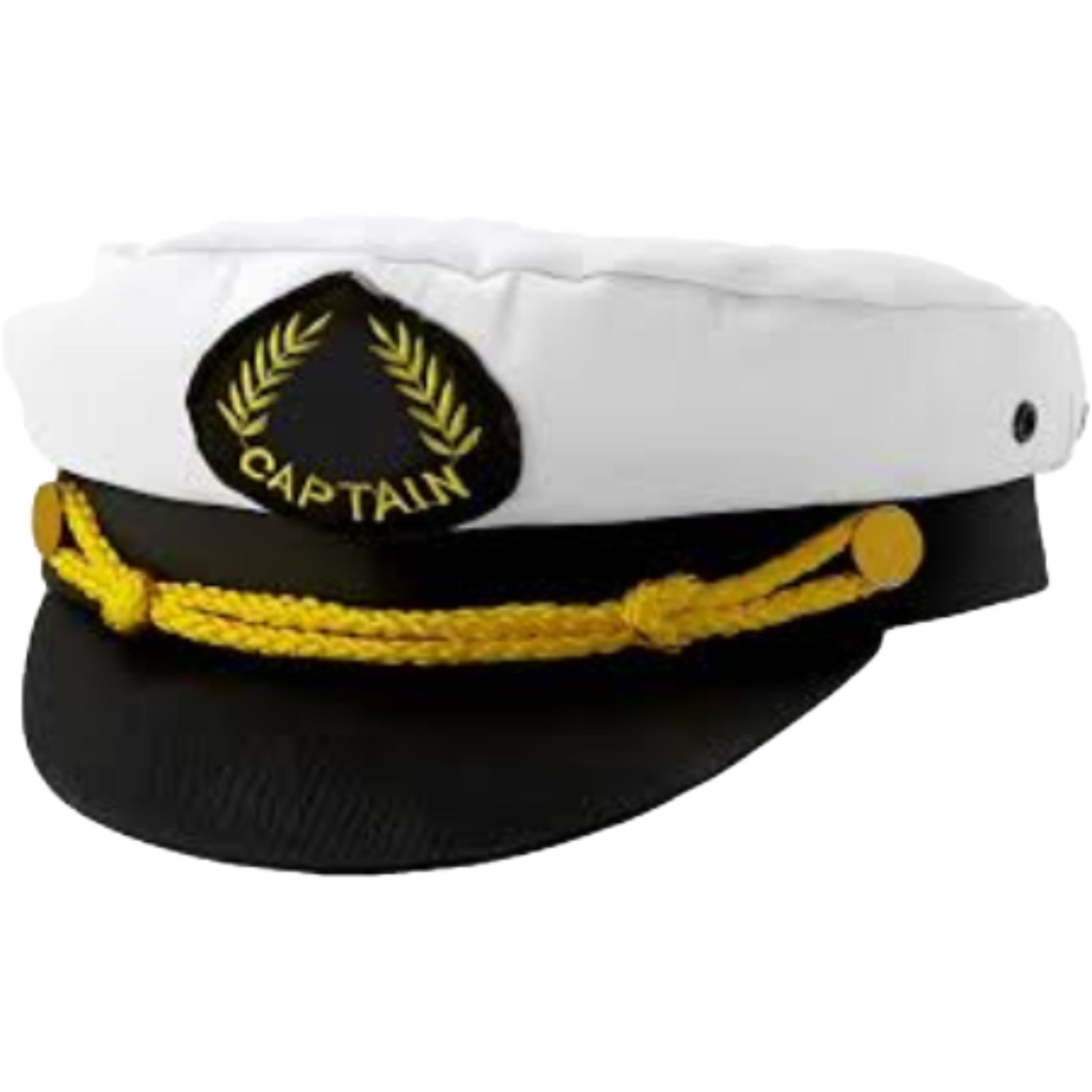 HAT CAPTAIN CAP SIZE 57 WHITE W/BLACK BRIM