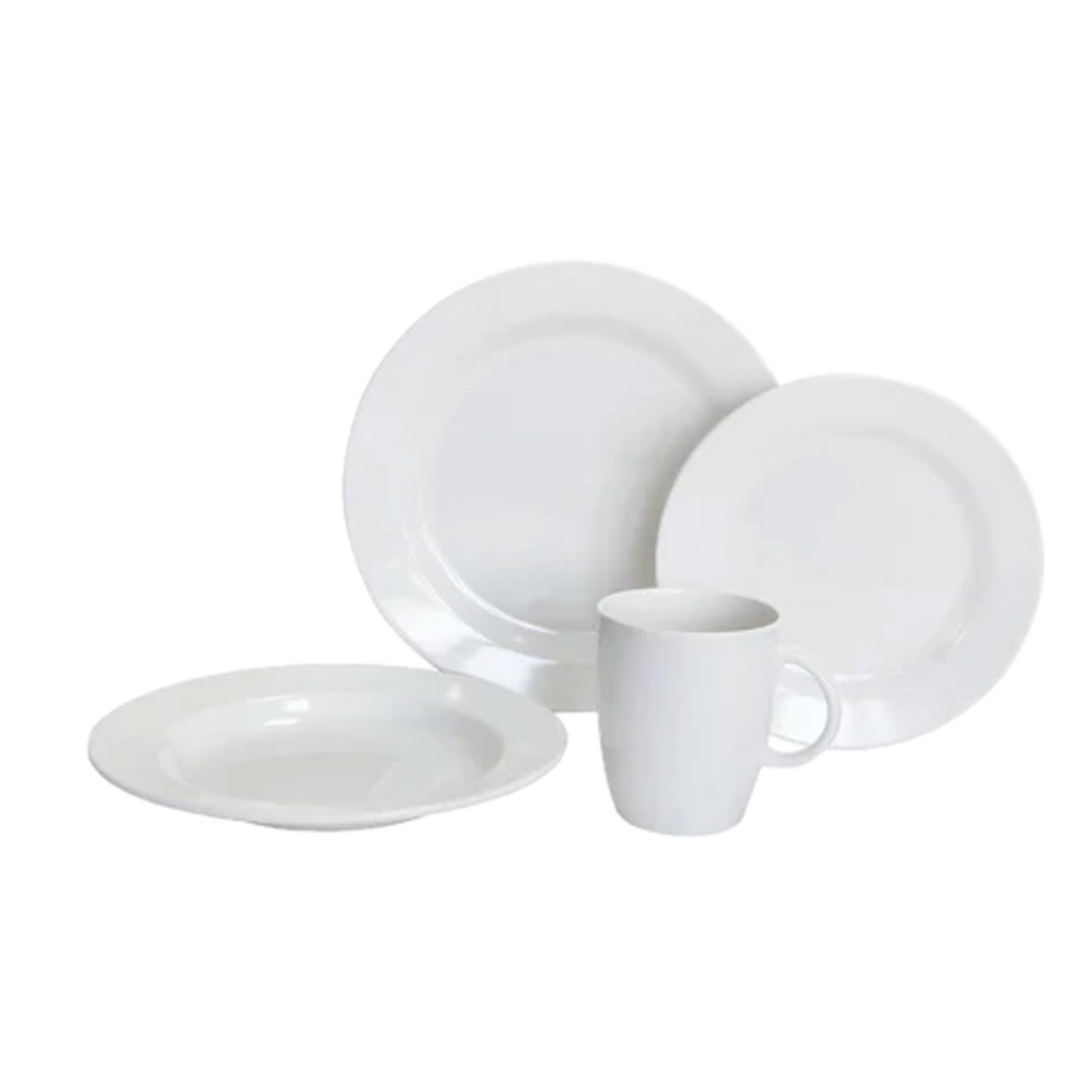 DINNER SET 16 PIECE WHITE ROUND MELAMINE FASCINATION