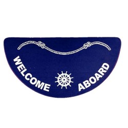 MAT 10090 WELCOME ABOARD (HALF MOON) 18" X 36" NAVY/WHITE