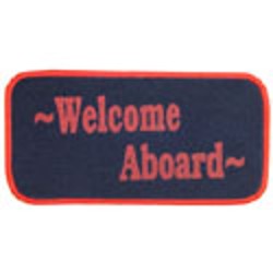 MAT WELCOME ABOARD SMALL NAVY/WITH RED