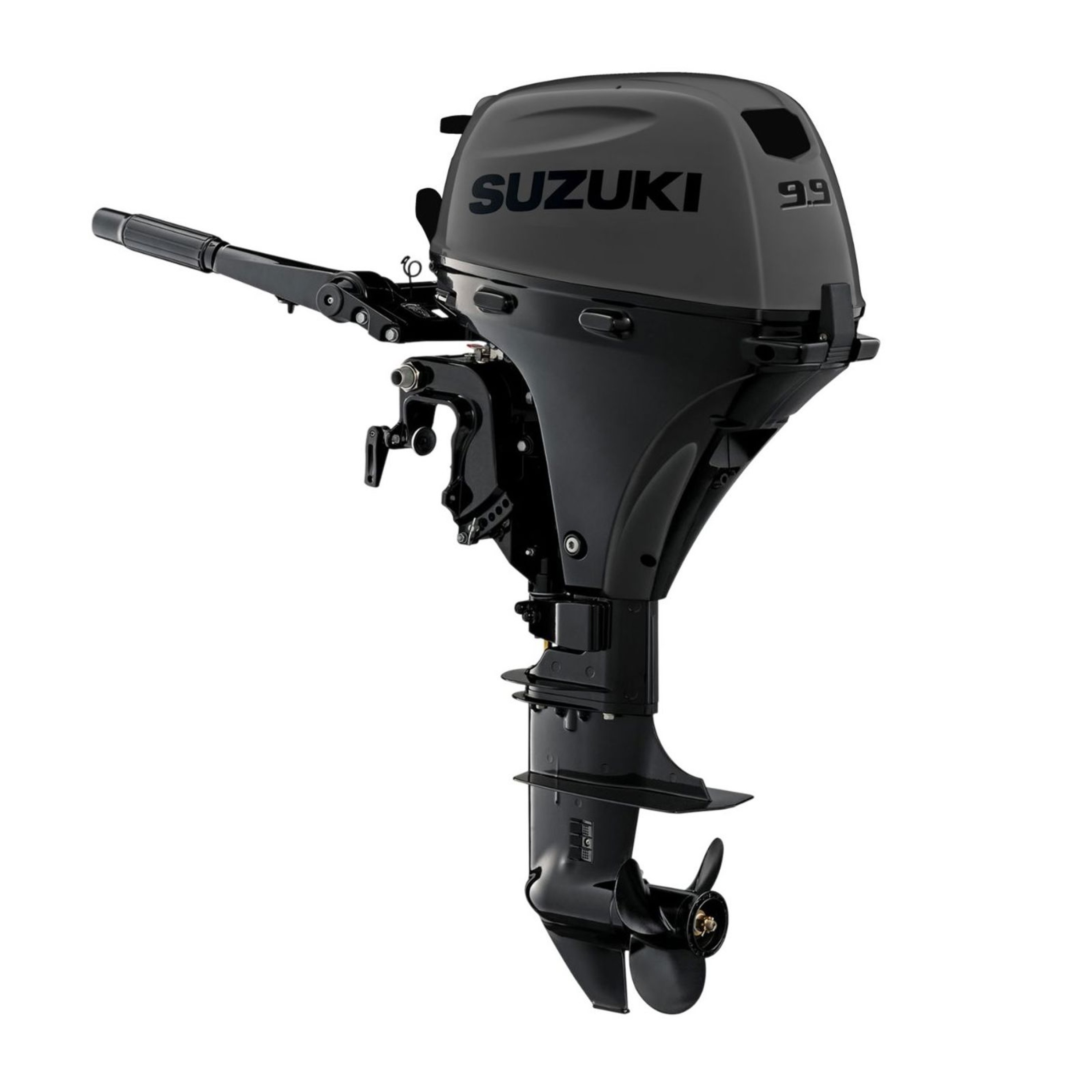 9.9 HP, SUZUKI OUTBOARD, DF9.9BESS, MATTE BLK, STEALTH, EFI, 15IN, TILLER, FUEL TANK INCLUDED, ELEC START