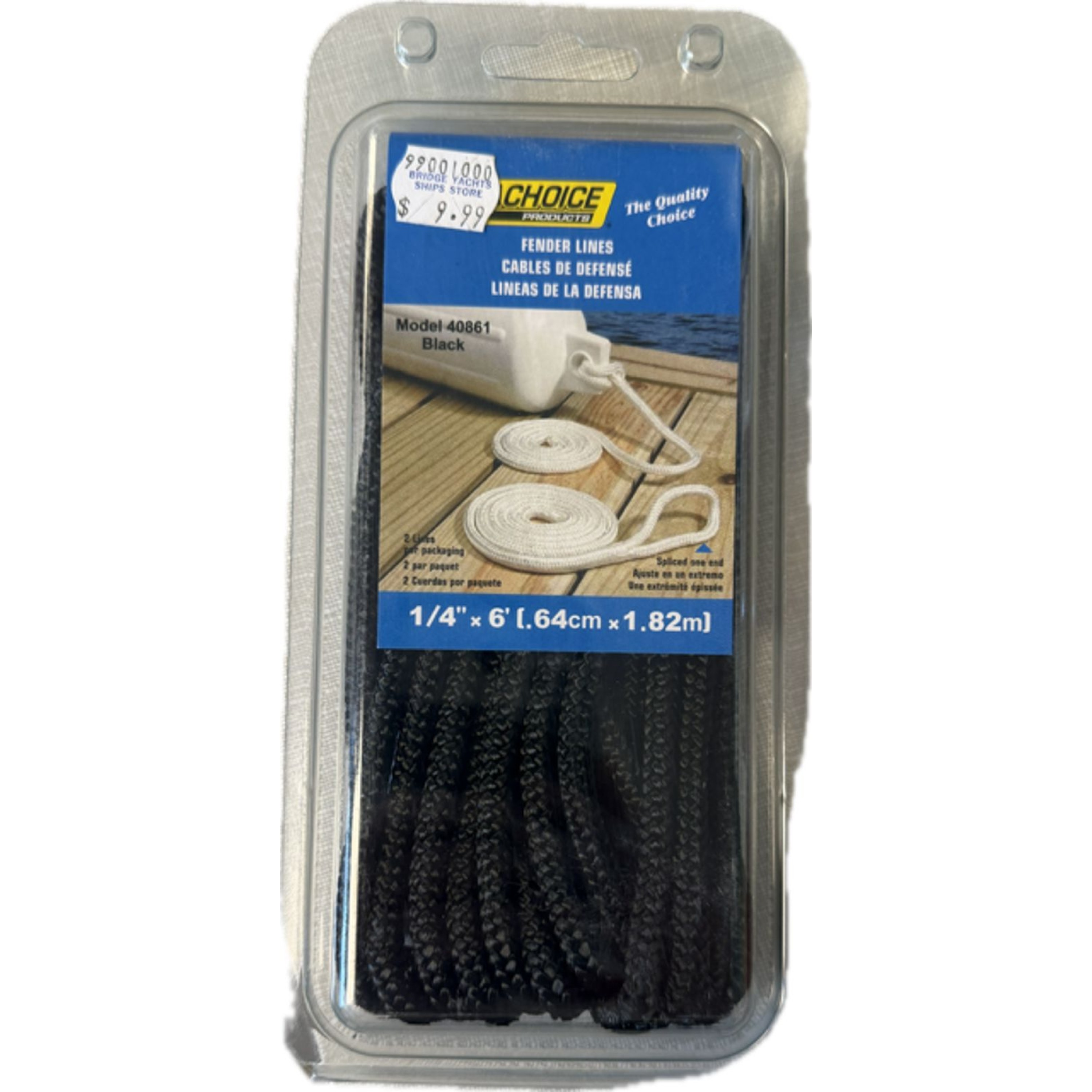 FENDER LINE BLACK PAIR 3/8" X 6'