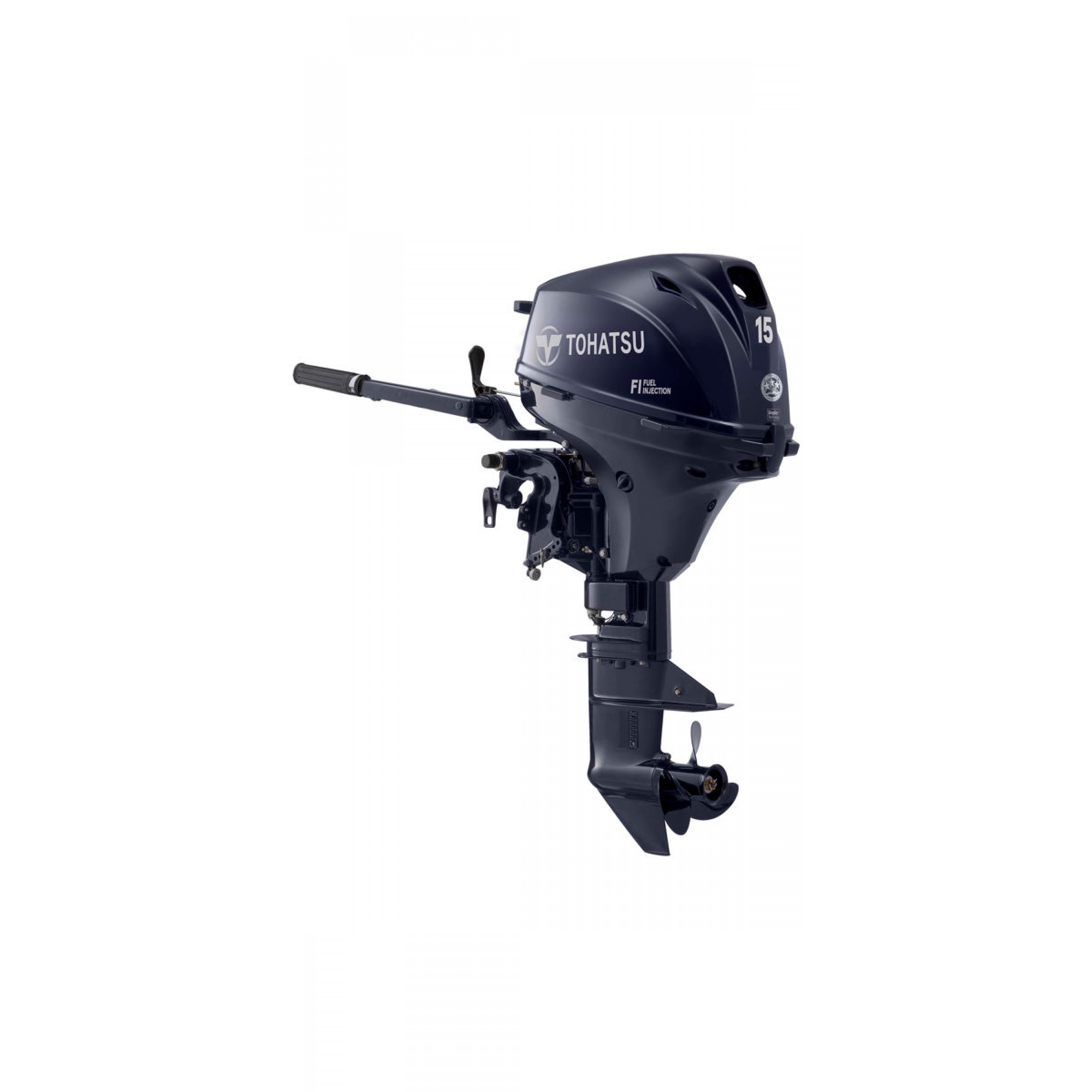 15 HP, TOHATSU OUTBOARD, MFS15EL, EFI, 20, TILLER, FUEL TANK, MANUAL START